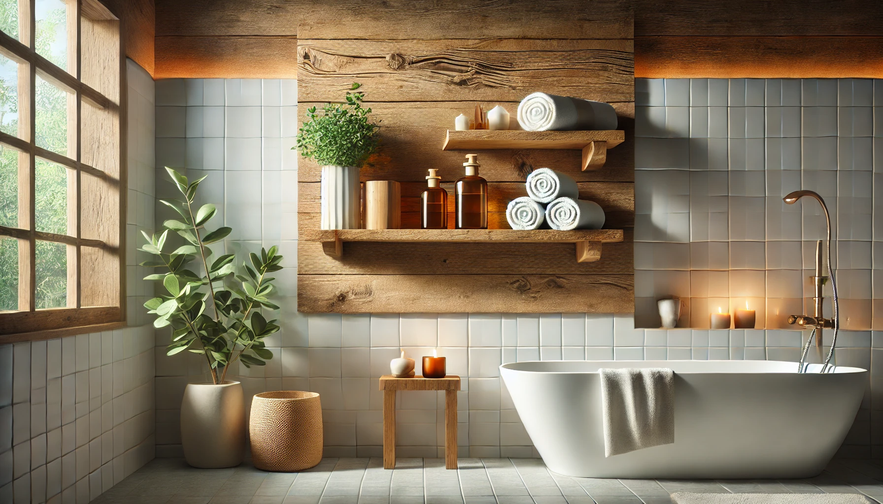 Badezimmer Wandregal Holz mit Haken