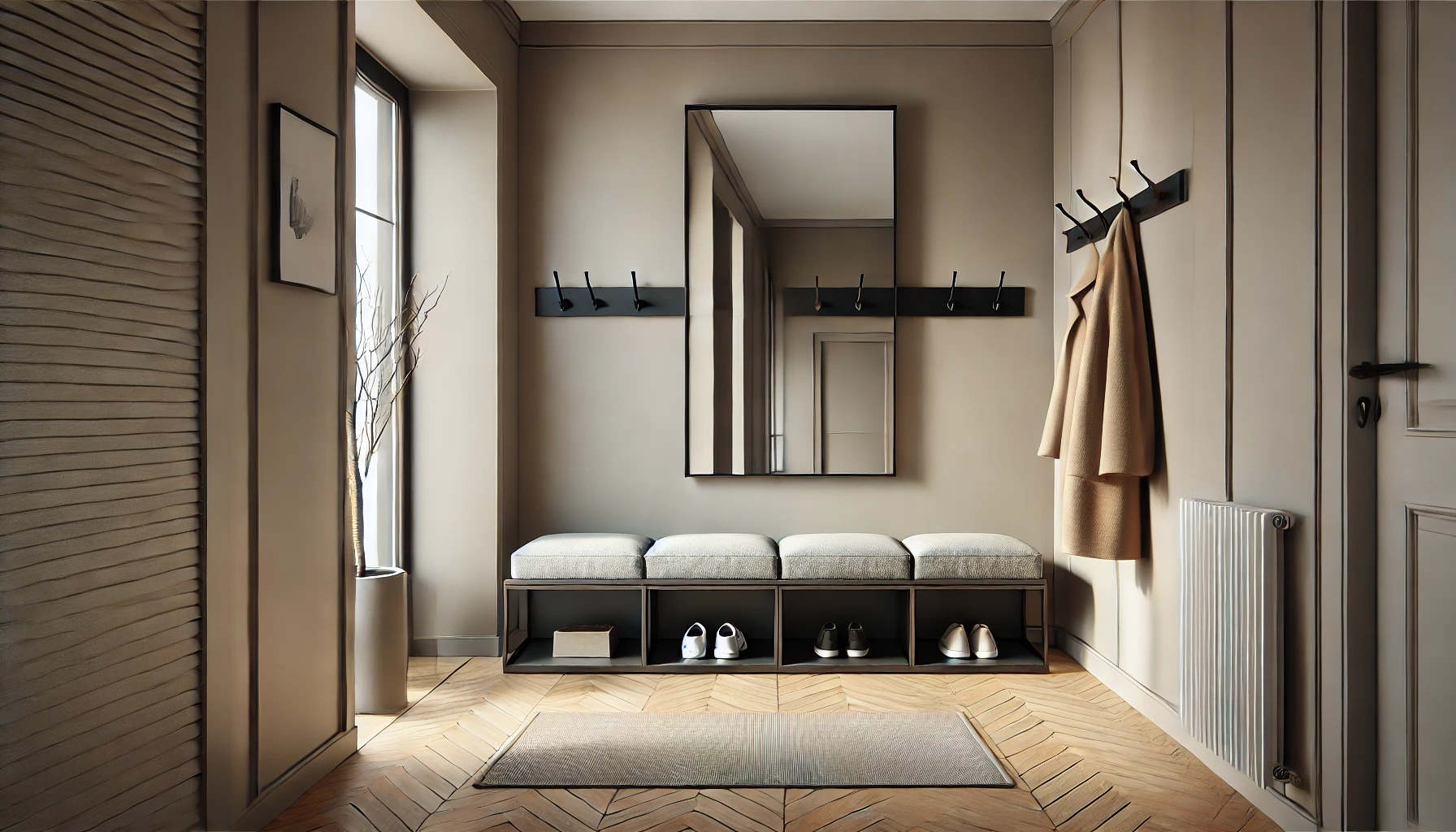 Sitzbank Flur mit Schuhregal