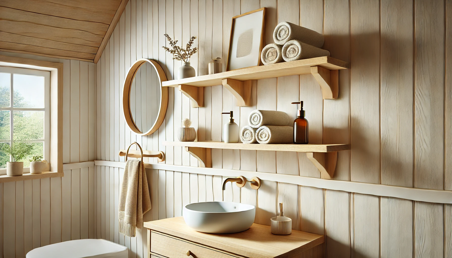 Wandregal Holz Badezimmer DIY