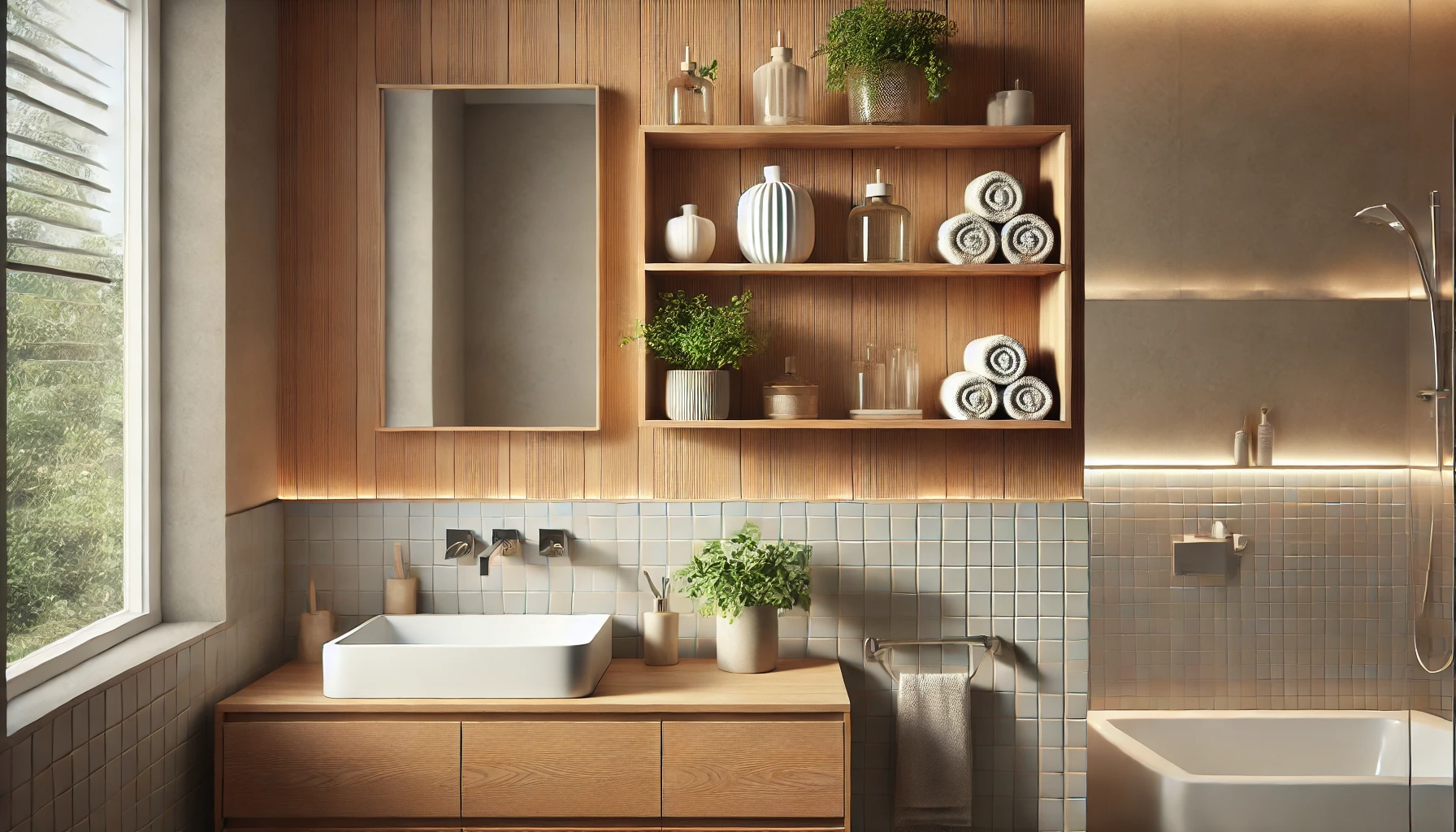 Wandregal Holz natur Badezimmer