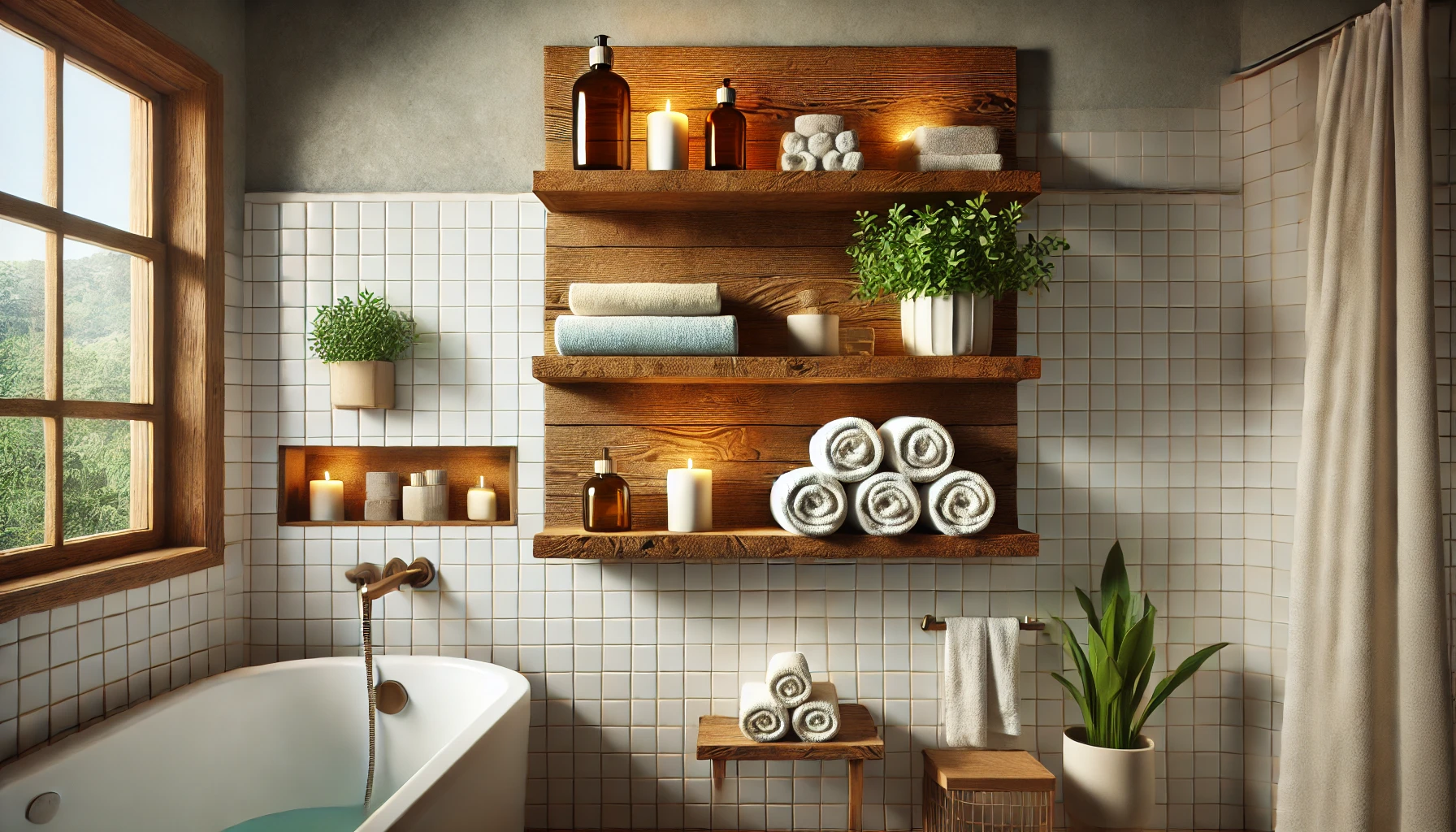 Wandregal Holz rustikal Badezimmer