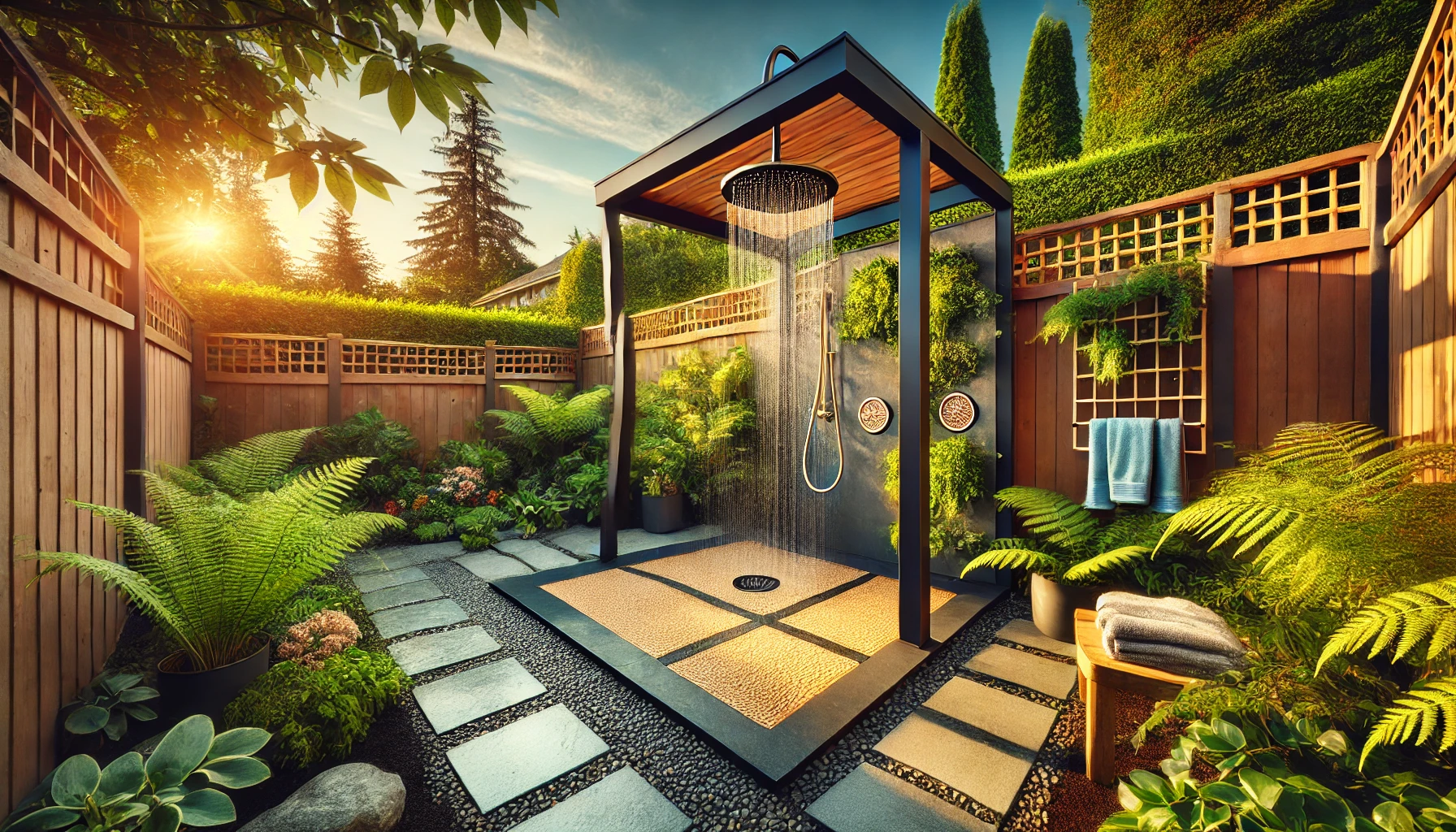 Garden shower with foot shower