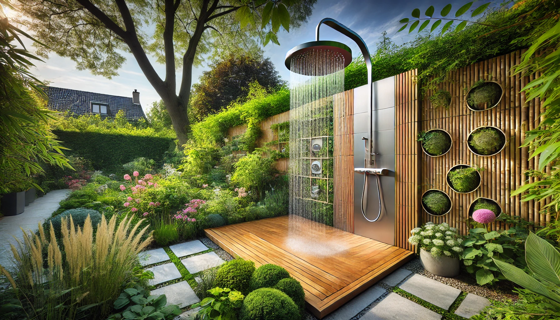 Garden shower with solar